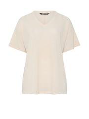 Yours Curve Natural Boxy Knitted T-Shirt - Image 5 of 5