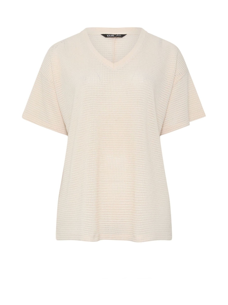 Yours Curve Natural Boxy Knitted T-Shirt - Image 5 of 5