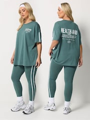 Yours Curve Blue Health Wellness Active T-Shirt - Image 1 of 7