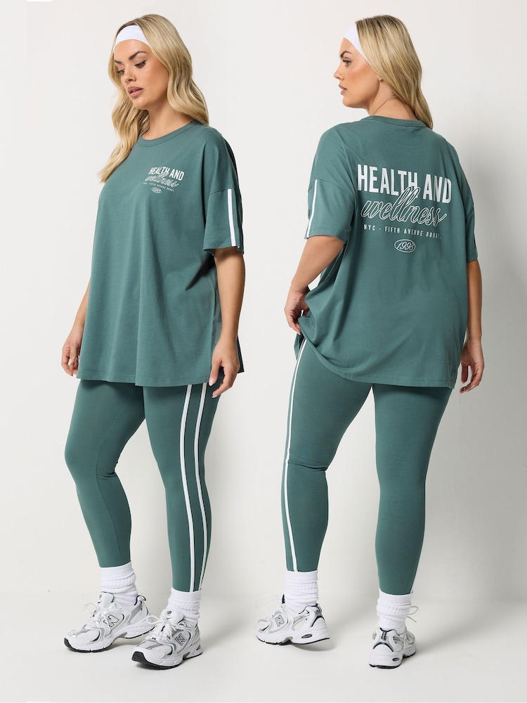 Yours Curve Blue Health Wellness Active T-Shirt - Image 1 of 7