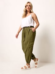 Yours Curve Green Cargo Balloon Trousers - Image 2 of 5