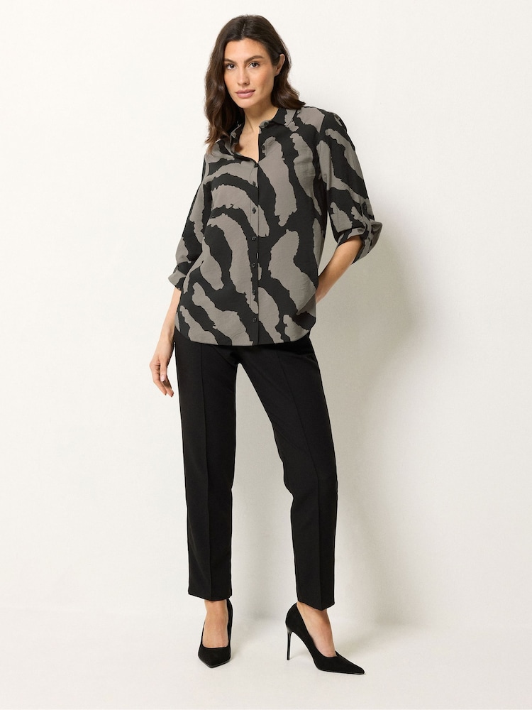 M&Co Natural Animal Print Shirt - Image 2 of 5 M&Co Natural Animal Print Shirt - Image 2 of 5