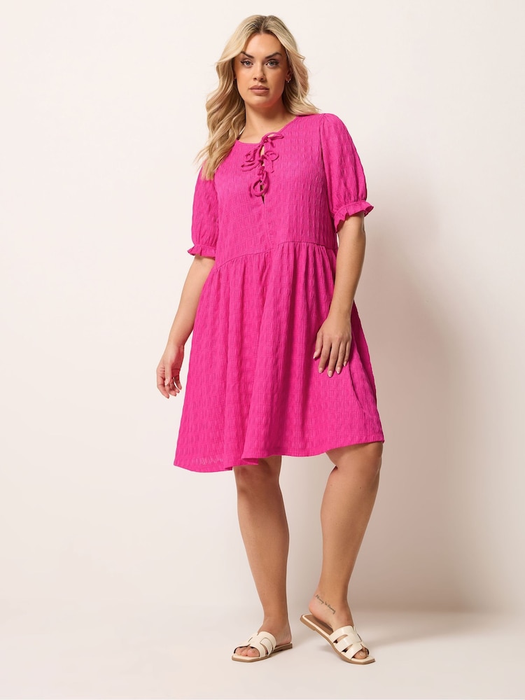 Yours Curve Pink Bow Front Mini Dress - Image 2 of 5