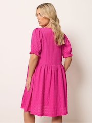 Yours Curve Pink Bow Front Mini Dress - Image 3 of 5