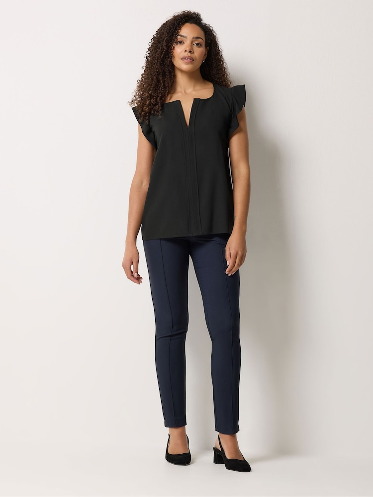M&Co Black Frill Sleeve Pleated Blouse - Image 2 of 5