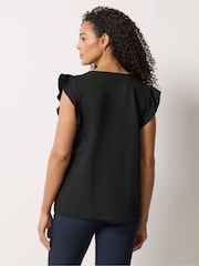 M&Co Black Frill Sleeve Pleated Blouse - Image 3 of 5