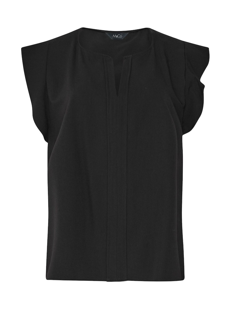 M&Co Black Frill Sleeve Pleated Blouse - Image 5 of 5