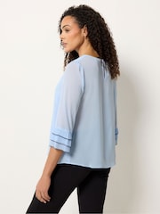 M&Co Blue Frill Sleeve Blouse - Image 3 of 5