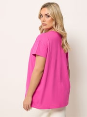 Yours Curve Pink Flower Graphic T-Shirt - Image 3 of 5