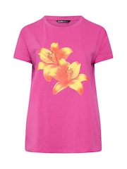 Yours Curve Pink Flower Graphic T-Shirt - Image 5 of 5