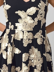 Yours Curve Black London Applique Floral V-Neck Dress - Image 4 of 5