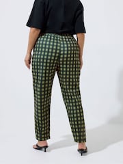 Yours Curve Green Limited Barrel Gingham Trousers - Image 3 of 5