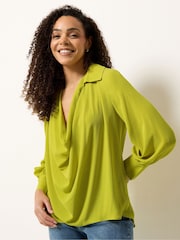 M&Co Green Drape Front Blouse - Image 1 of 5