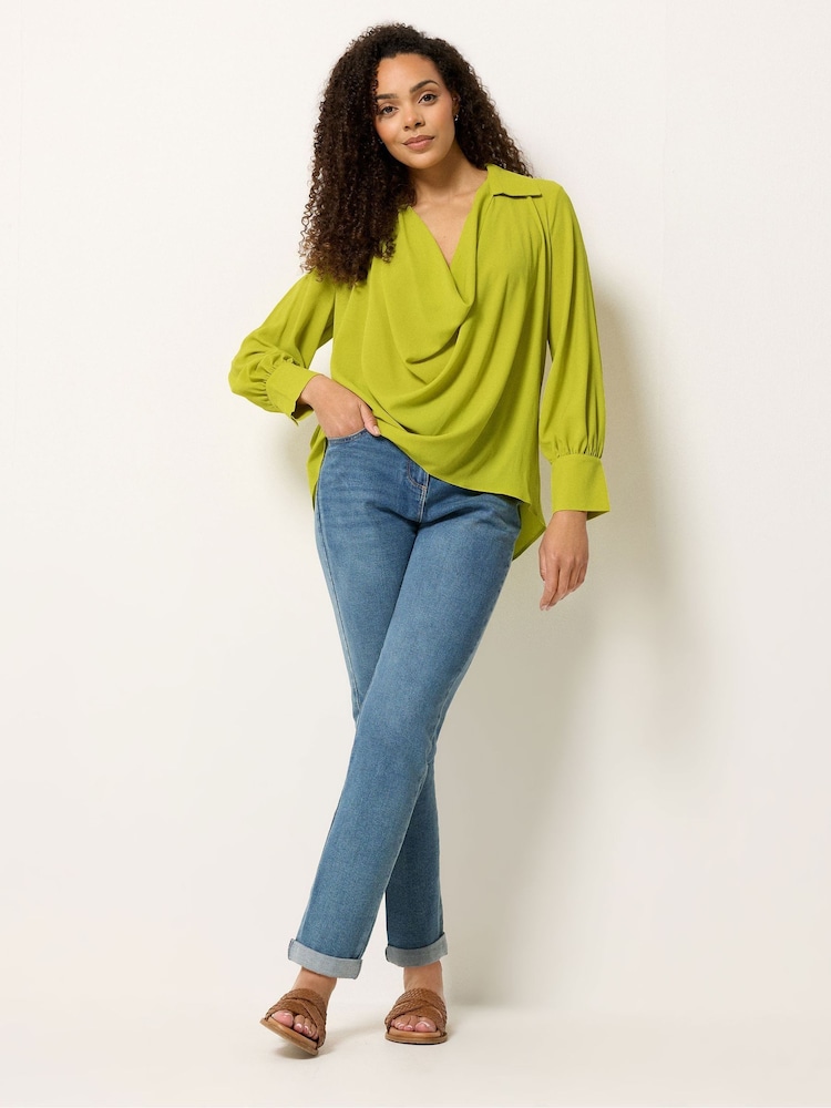 M&Co Green Drape Front Blouse - Image 2 of 5