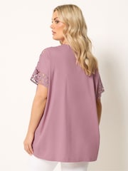 Yours Curve Pink Boxy Crochet T-Shirt - Image 2 of 5