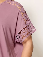Yours Curve Pink Boxy Crochet T-Shirt - Image 4 of 5