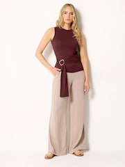 Long Tall Sally Red Grown On Sleeve Belted Top - Image 2 of 5