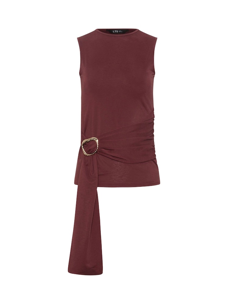 Long Tall Sally Red Grown On Sleeve Belted Top - Image 5 of 5