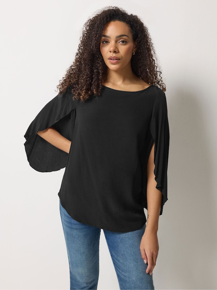 M&Co Black Long Angel Sleeve Blouse - Image 1 of 5