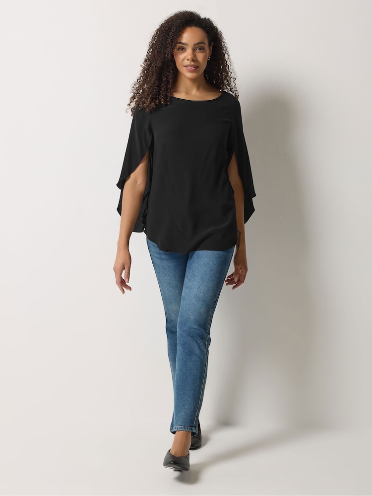 M&Co Black Long Angel Sleeve Blouse - Image 2 of 5