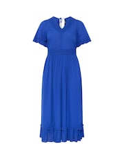 Yours Curve Blue Crochet V-Neck Maxi Dress - Image 5 of 5