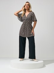 Yours Curve Brown London Angel Sleeve Knot Front Top - Image 2 of 5