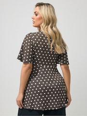 Yours Curve Brown London Angel Sleeve Knot Front Top - Image 3 of 5