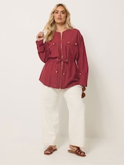 Yours Curve Red Linen Look Shacket - Image 2 of 6