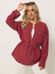 Yours Curve Red Linen Look Shacket - Image 3 of 6