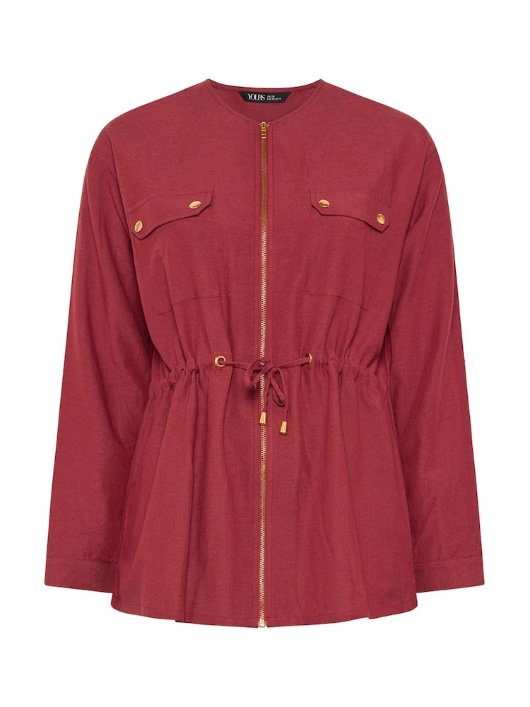 Yours Curve Red Linen Look Shacket - Image 6 of 6