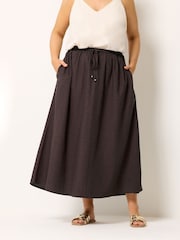 Yours Curve Brown Maxi Skirt - Image 1 of 5