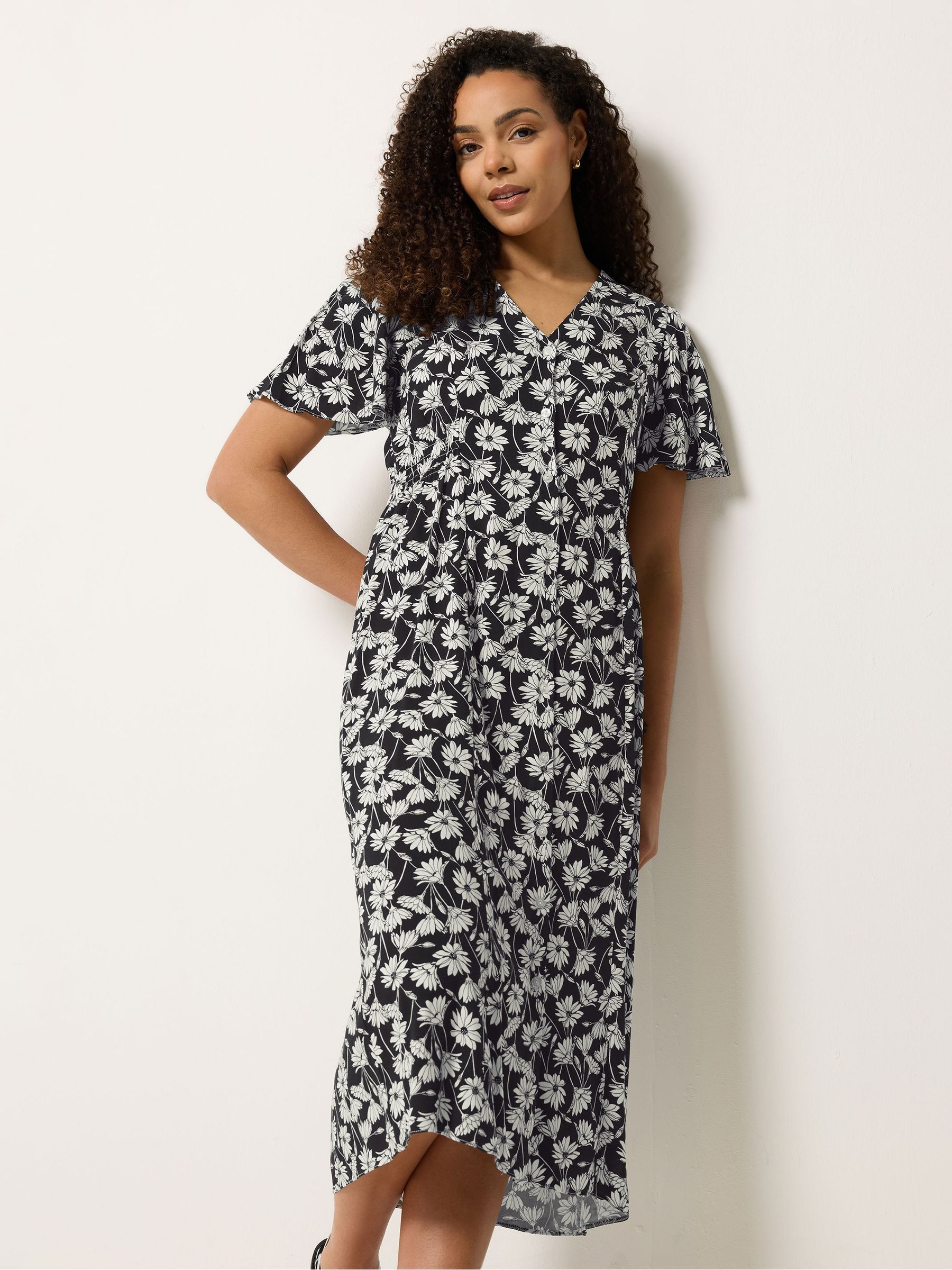 M & Co Women's Black Midi Tea Dress