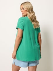 Yours Curve Green Ribbed Whip Stitch Swing T-Shirt - Image 2 of 5