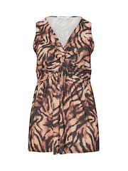 Yours Curve Brown London Sleeveless Knot Front Top - Image 5 of 5