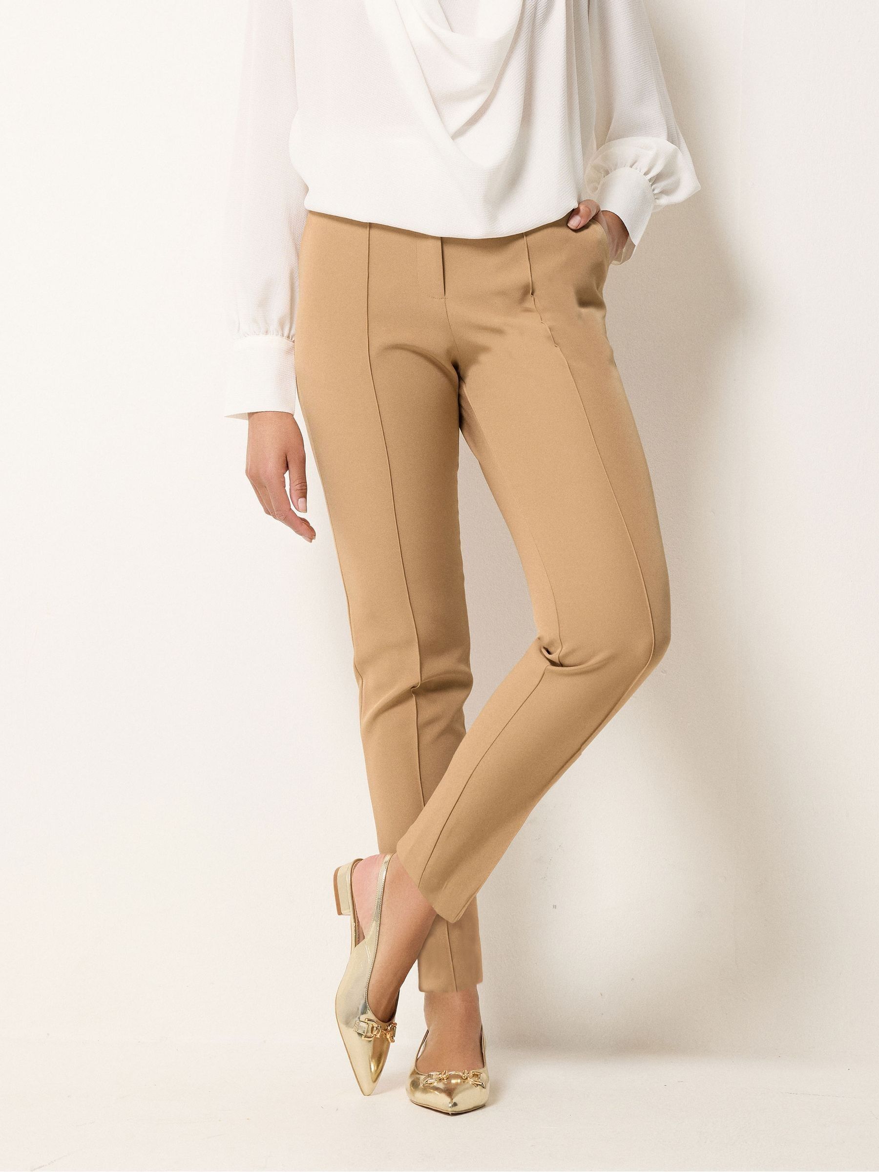 M & Co Women's Natural Pintuck Tailored Trousers
