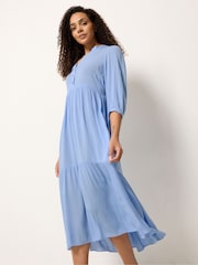 Синий - Ярусное платье макси с защипами M&Co - Изображение 1 5