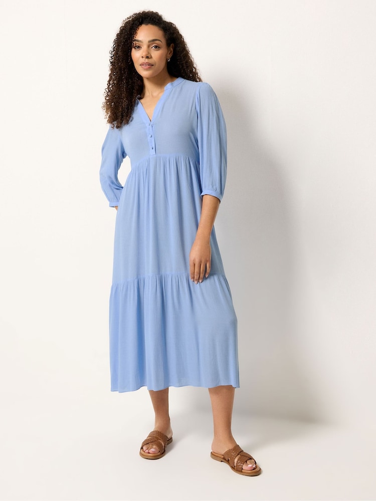 Синий - Ярусное платье макси с защипами M&Co - Изображение 2 5