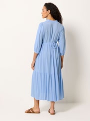 Синий - Ярусное платье макси с защипами M&Co - Изображение 3 5