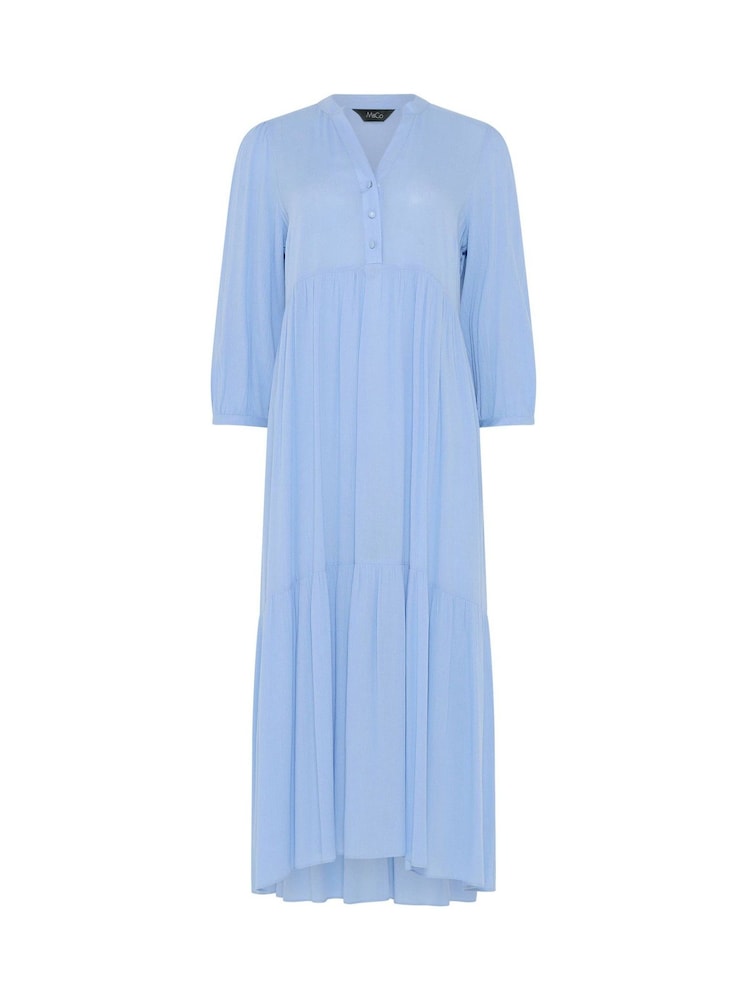 Синий - Ярусное платье макси с защипами M&Co - Изображение 5 5