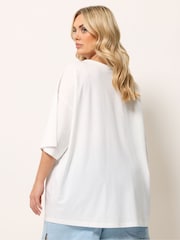 Yours Curve Cream Placement Boxy T-Shirt - Image 3 of 5