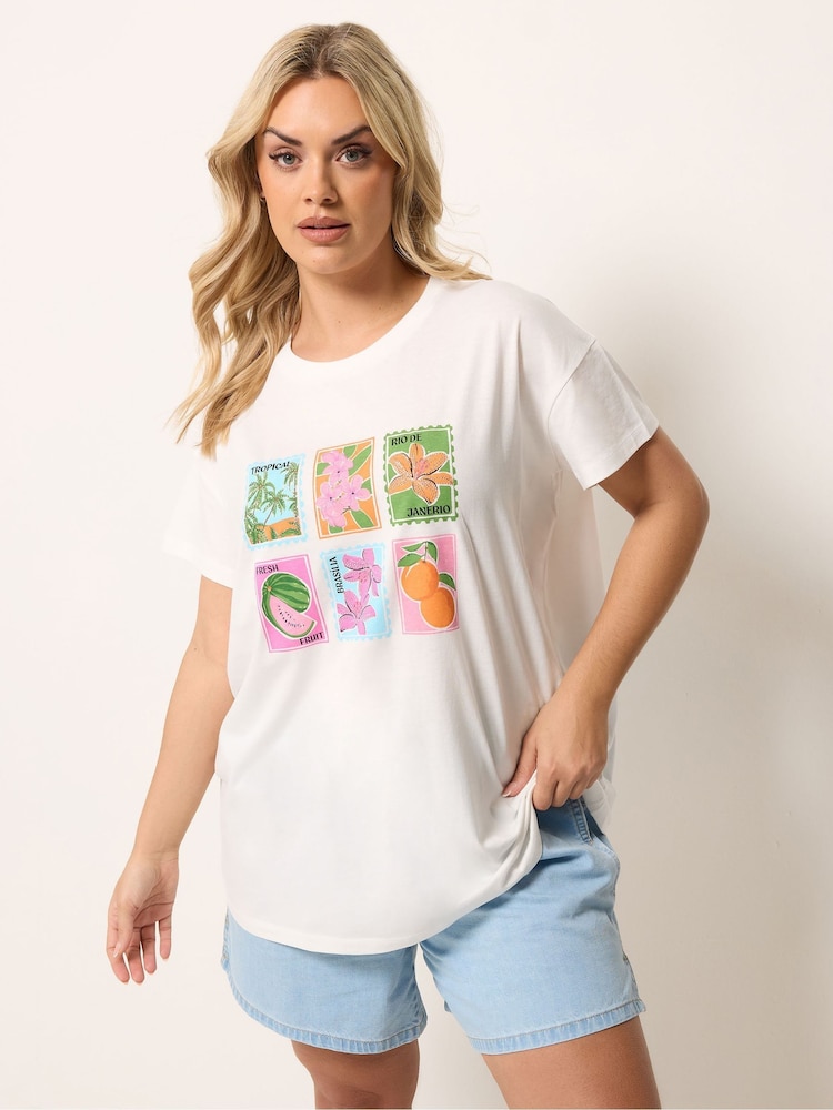 Yours Curve White Placement Postcard Print T-Shirt - Image 1 of 5