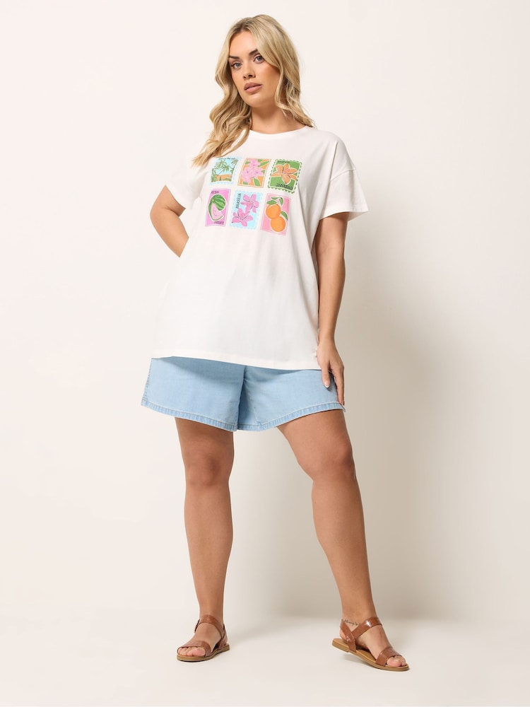 Yours Curve White Placement Postcard Print T-Shirt - Image 2 of 5