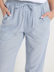 M&Co Blue Stripe Straight Leg Cropped Trousers - Image 4 of 5