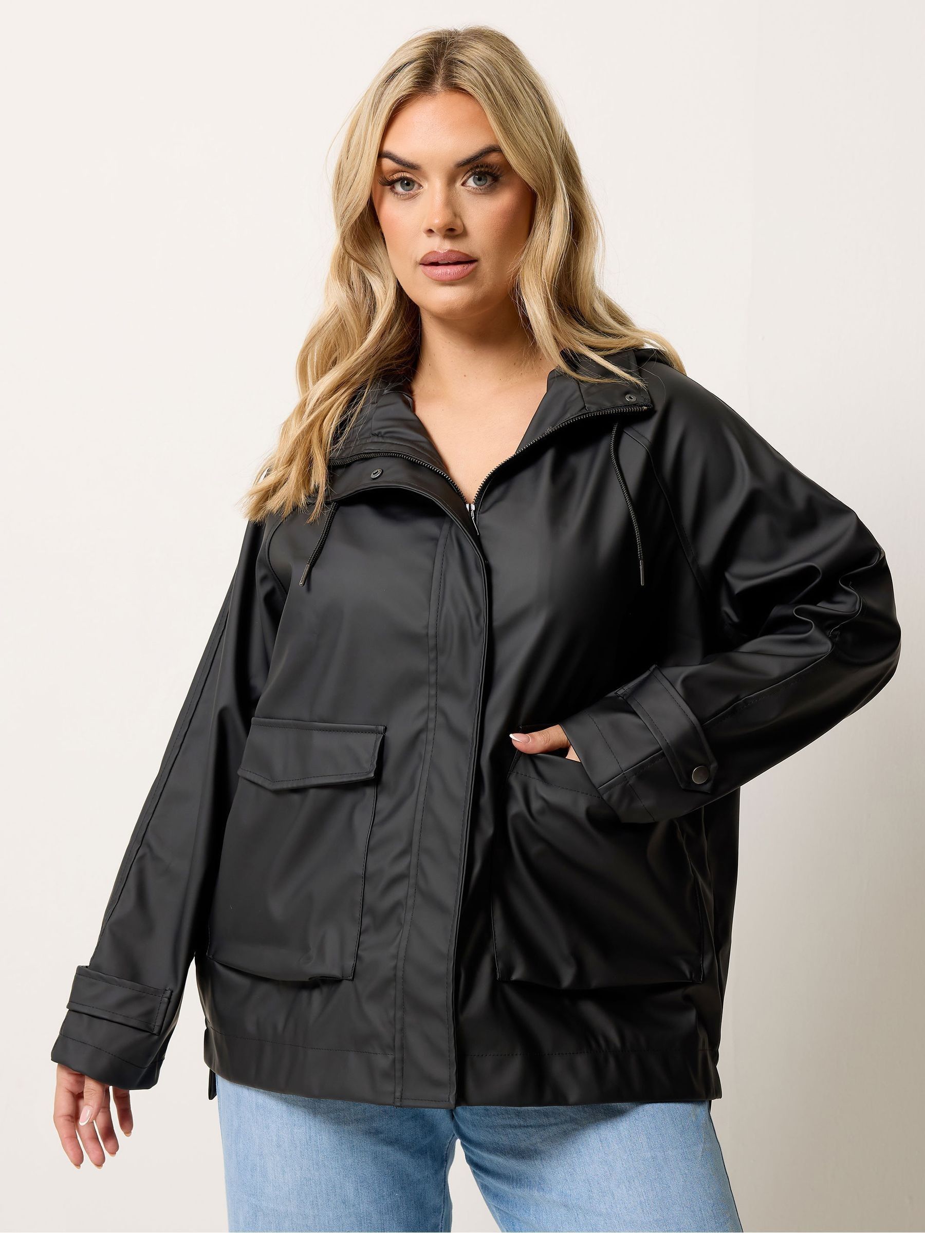 Buy Yours Curve Black Rubberised Rain Jacket from Next USA