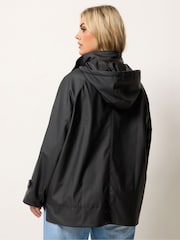 Yours Curve Black Rubberised Rain Jacket - Image 3 of 4