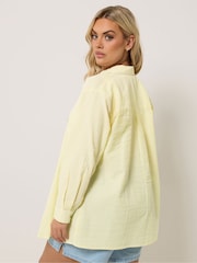 أصفر - قميص مقلم قماش خفيف مقاس كبير من Yours  - Image 3 of 5