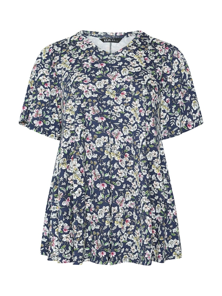 Yours Curve Dark Blue Pleated Front Tunic - Image 5 of 5 Yours Curve Dark Blue Pleated Front Tunic - Image 5 of 5