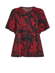 Yours Curve Red Pleated Front Tunic - Image 5 of 5