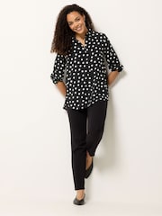 M&Co Black Polka Dot Tab Sleeve Shirt - Image 2 of 5