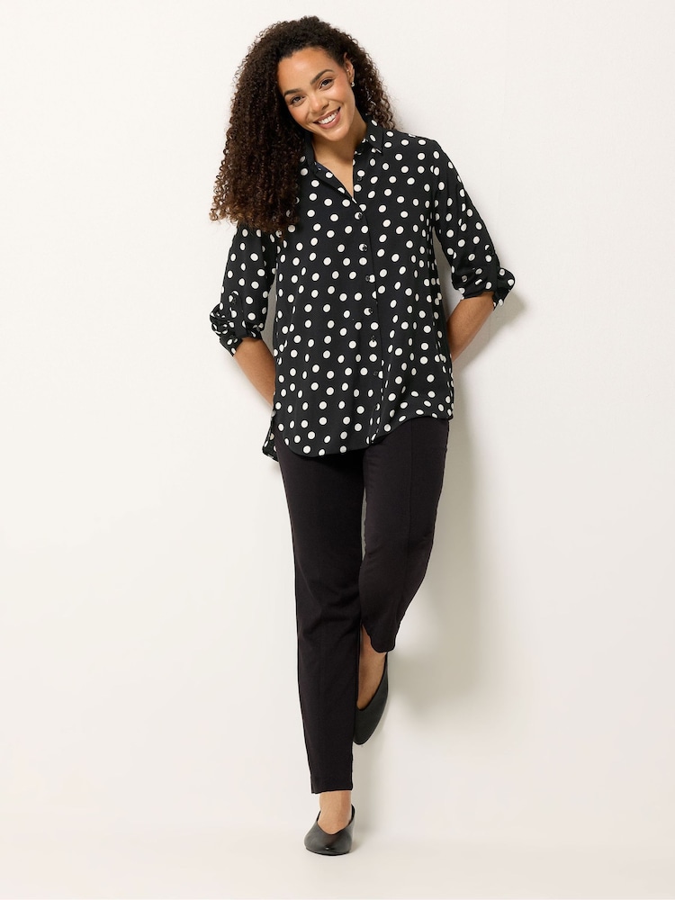 M&Co Black Polka Dot Tab Sleeve Shirt - Image 2 of 5